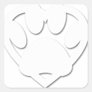 Sticker Carré Papier Coupe Chien Paw Et Forme Coeur