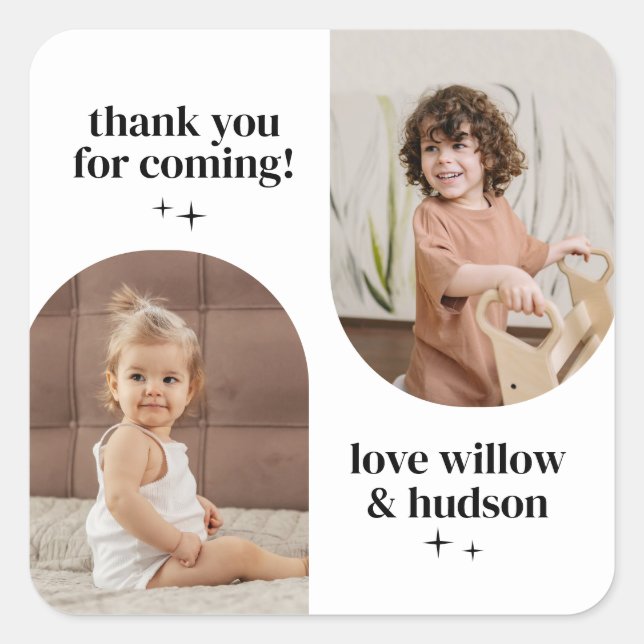 Sticker Carré Papier d'anniversaire conjoint photo double arc (Devant)