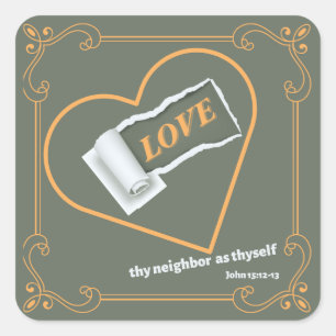 Sticker Carré Papier déchiré sur "LOVE"