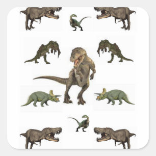 Sticker Carré Papier Dinosaure