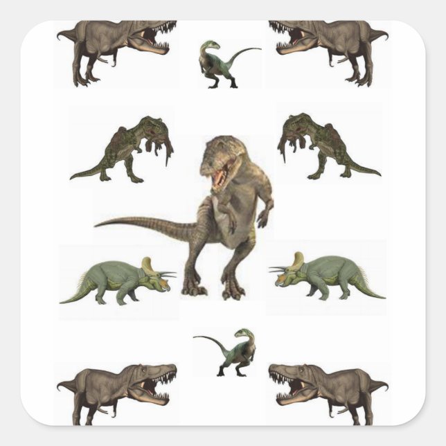 Sticker Carré Papier Dinosaure (Devant)
