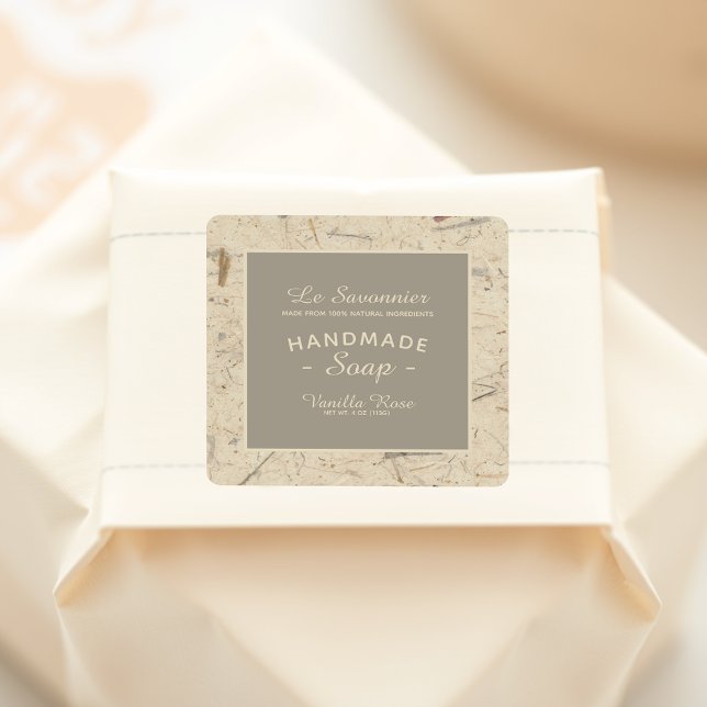 Sticker Carré Papier floral artisanal numérique savon naturel (Créateur téléchargé)