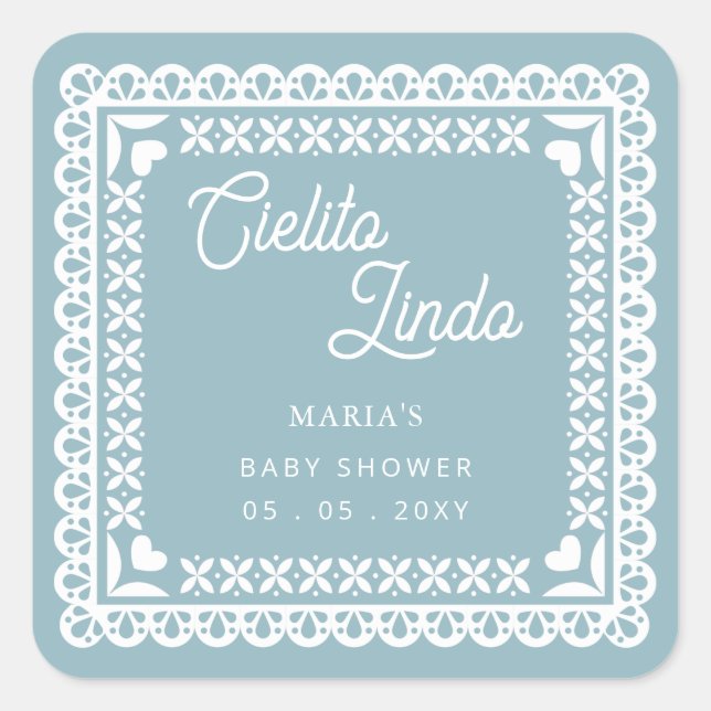 Sticker Carré Papier mexicain Picado Cielito Lindo Baby shower (Devant)