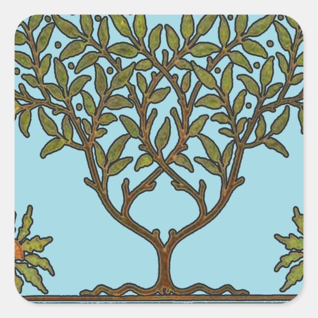 Sticker Carré Papier peint frise d'arbre de William Morris (Devant)