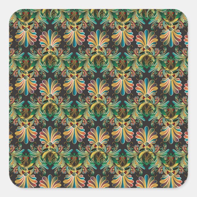 Sticker Carré Papier peint Ornate Flower Luxury (Devant)
