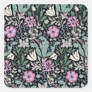 Sticker Carré Papier peint victorien botanique pavot William Mor