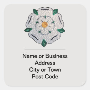 Sticker Carré Papier Quillé Yorkshire White Rose Adresse 4 ligne