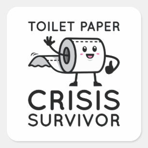 Sticker Carré Papier toilette Survivant de crise