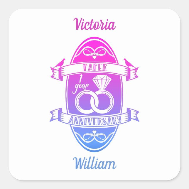 Sticker Carré Papier traditionnel 1er anniversaire du premier Ma (Devant)