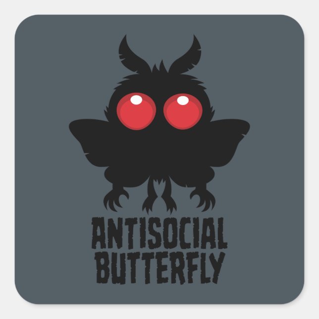 Sticker Carré Papillon Antisocial Mothman Cryptide (Devant)