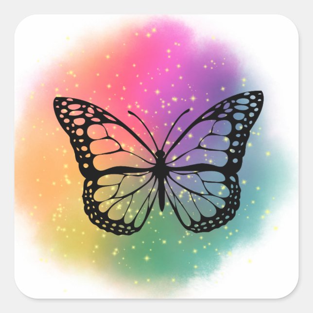 Sticker Carré Papillon aquarelle (Devant)