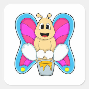Sticker Carré Papillon au miel