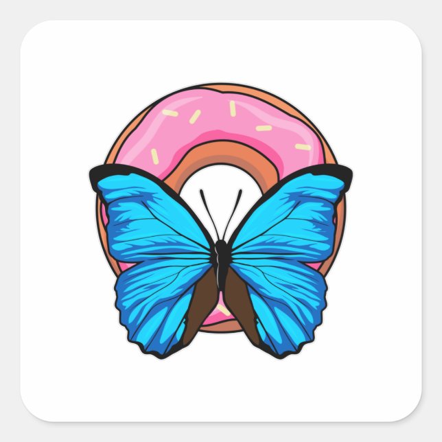 Sticker Carré Papillon avec Donut (Devant)