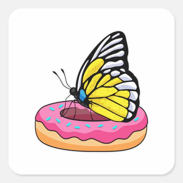 Sticker Carré Papillon avec Donut (Devant)