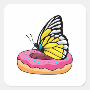 Sticker Carré Papillon avec Donut