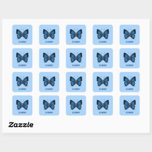 Sticker Carré Papillon bleu de naissance personnalisé septembre