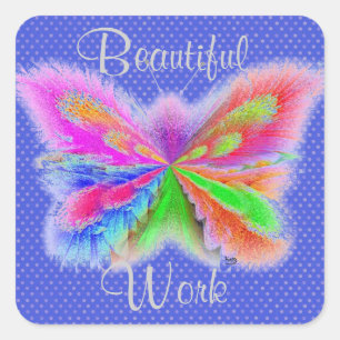 Sticker Carré Papillon bleu Polkadot