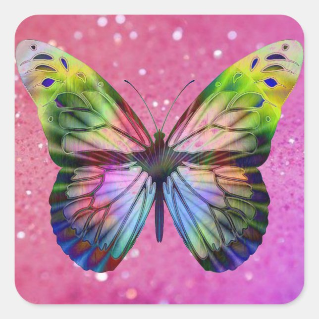 Sticker Carré Papillon coloré (Devant)