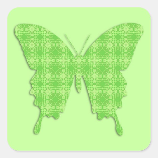 Sticker Carré Papillon en papier peint - vert citron (Devant)