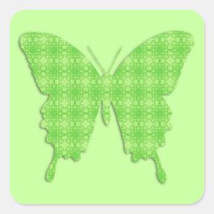 Sticker Carré Papillon en papier peint - vert citron
