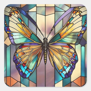 Sticker Carré Papillon en verre tendu