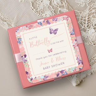 Sticker Carré Papillon Garden Pastel Baby shower Fleur sauvage
