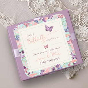 Sticker Carré Papillon Garden Pastel Baby shower Fleur sauvage