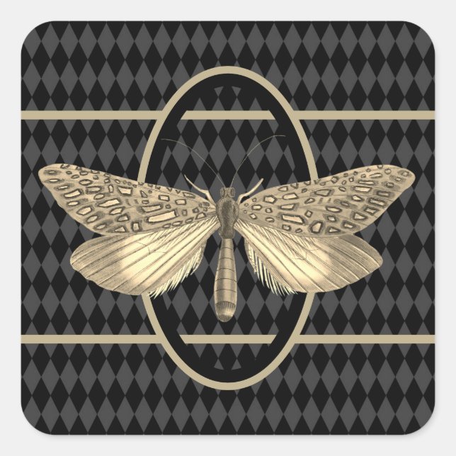 Sticker Carré Papillon gothique Diamant noir (Devant)