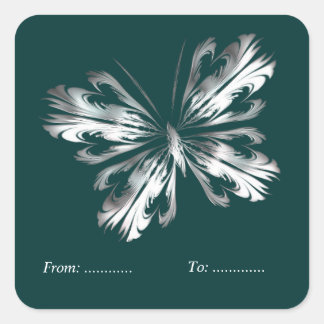 Sticker Carré Papillon gris argenté