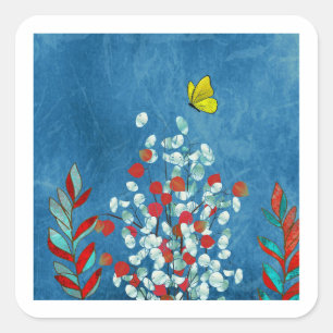 Sticker Carré Papillon Jaune
