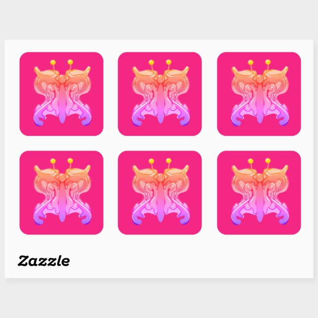Sticker Carré Papillon, messager à ressort. (Feuille)