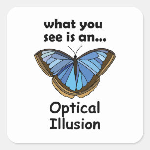 Sticker Carré Papillon Morpho Bleu Illusion d'Optique Citation D