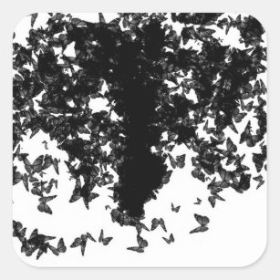 Sticker Carré papillon noir
