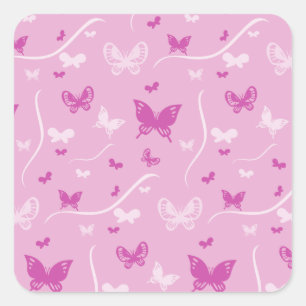 Sticker Carré Papillon rose Coeur d'amour