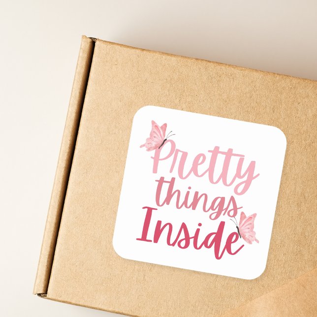 Sticker Carré Papillon rose Jolies choses à l'intérieur (Créateur téléchargé)