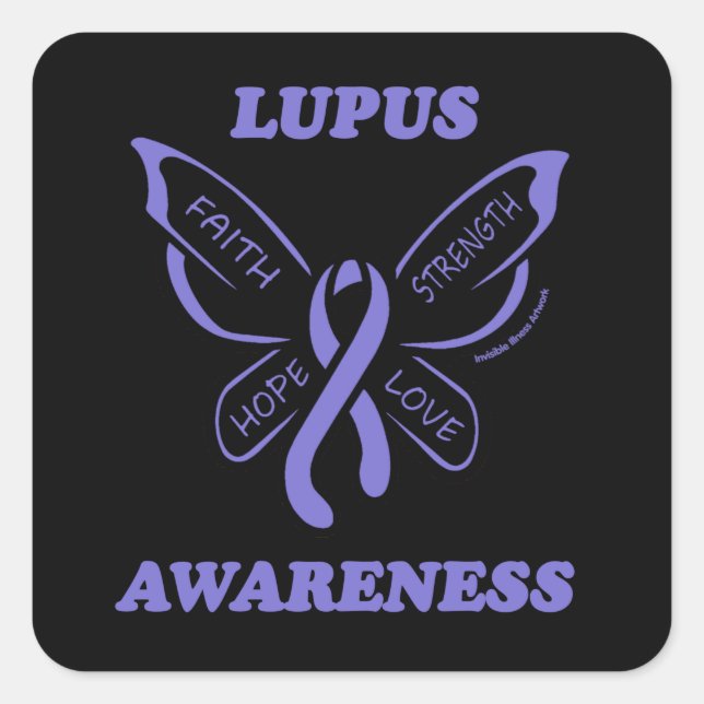 Sticker Carré Papillon/Sensibilisation...Lupus (Devant)
