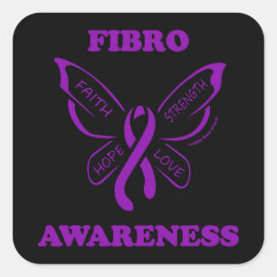 Sticker Carré Papillon/Sensibilisation...Sticker Carré Fibro