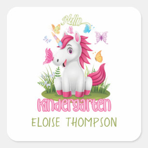 Sticker Carré Papillon Unicorn jardin d'enfants Retour à l'école