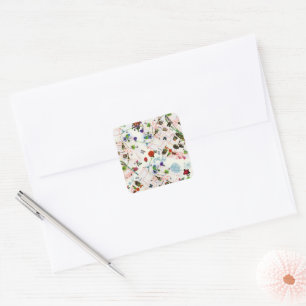 Sticker Carré Papillon vintage Floral Paris Street Aquarelle