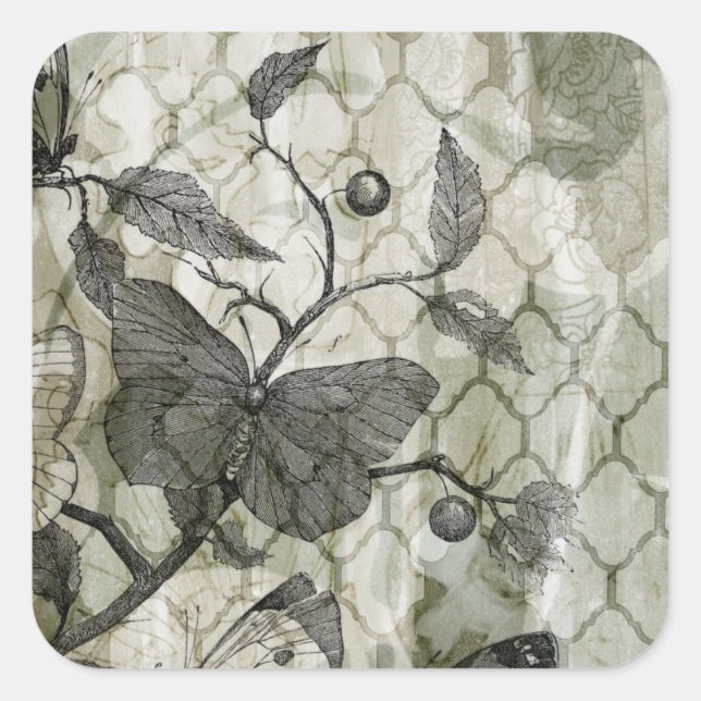 Sticker Carré Papillons Arabesques I (Devant)