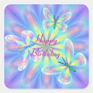 Sticker Carré Papillons pastel