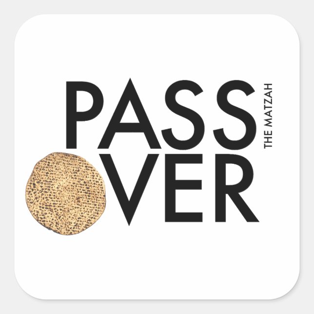 Sticker Carré Pâque - PASSEZ le matzah OVER - Seder Pesach (Devant)