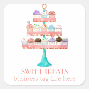 Sticker Carré Paquet d'affaires Cupcake Dessert Baking Bakery