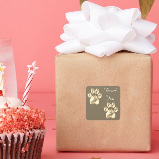 Sticker Carré Paquets mignons sur l'autocollant Carré Merci (Fête)