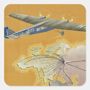 Sticker Carré Par avion vers l'URSS