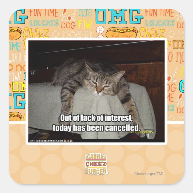 Sticker Carré Par manque d'intérêt (Devant)