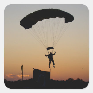 Sticker Carré Parachute de Skydiver à Sunset Sky Diver