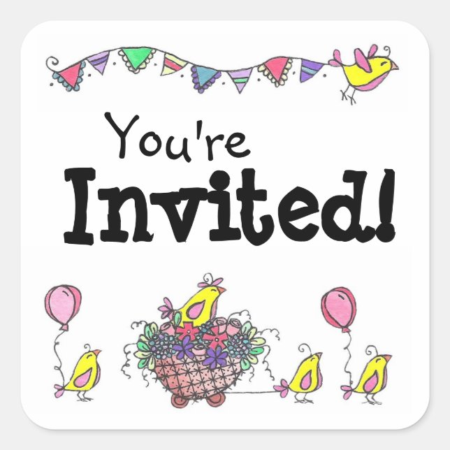 Sticker Carré Parade des oiseaux (Devant)