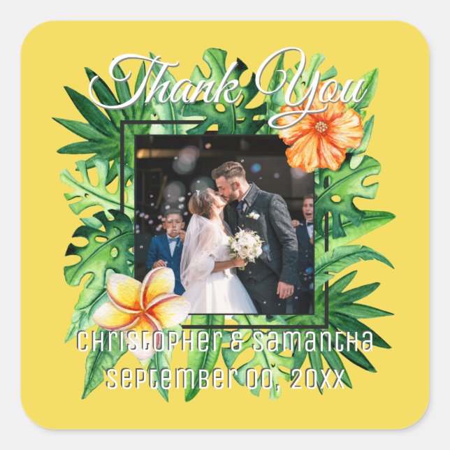 Sticker Carré Paradis tropical feuilles do-it-yourself photo (Devant)