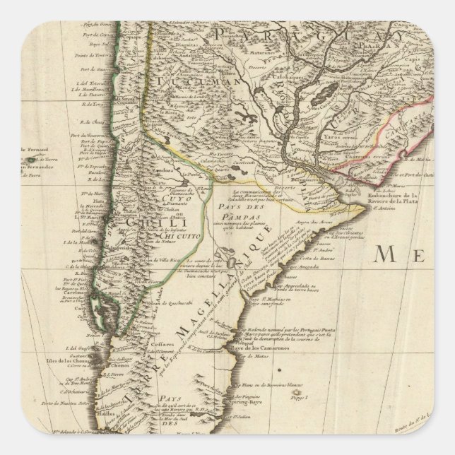 Sticker Carré Paraguay, Amérique du Sud (Devant)